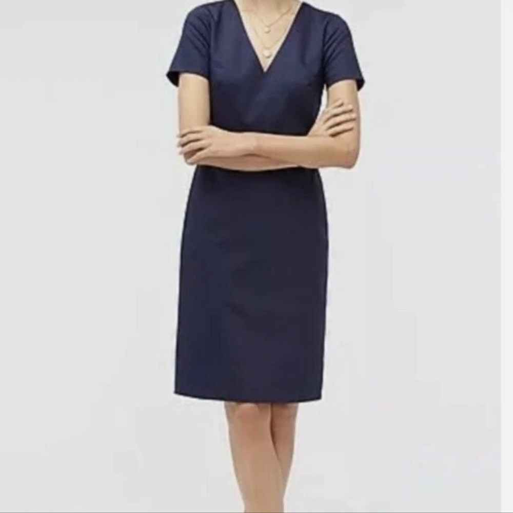 J.CREW SUPER 120'S WOOL NAVY BLUE WORK DRESS SIZE 2T